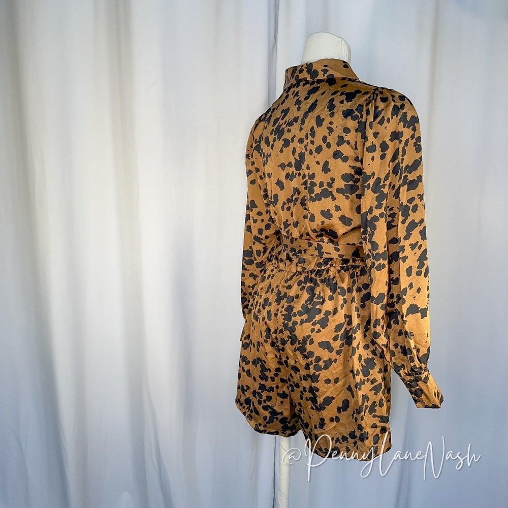 LUSH Leopard Print Romper In Caramel Black - Picture 7 of 11